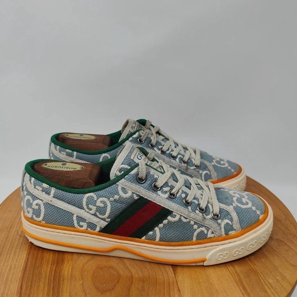 Gucci Blue and Orange Canvas Sneakers - Picture 3 of 7